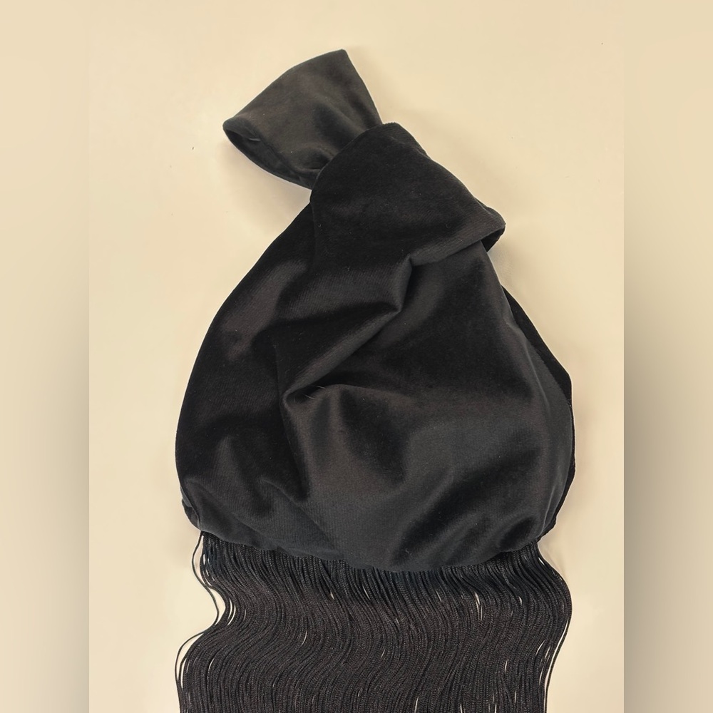 Elegant Velvet Wristlet Knot Black Mini fringe Bag - Picture 4 of 15